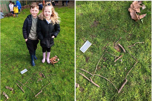 A collage of a child and child standing in the grass

Description automatically generated