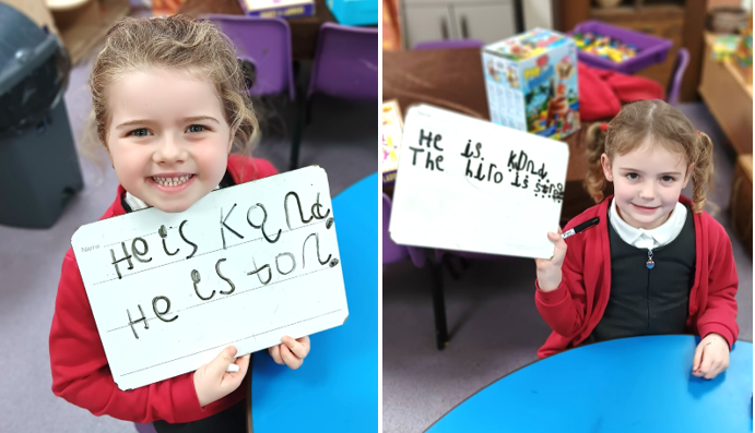 A collage of a child holding a sign

Description automatically generated