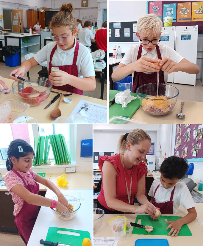 A collage of a person and a child making food

Description automatically generated