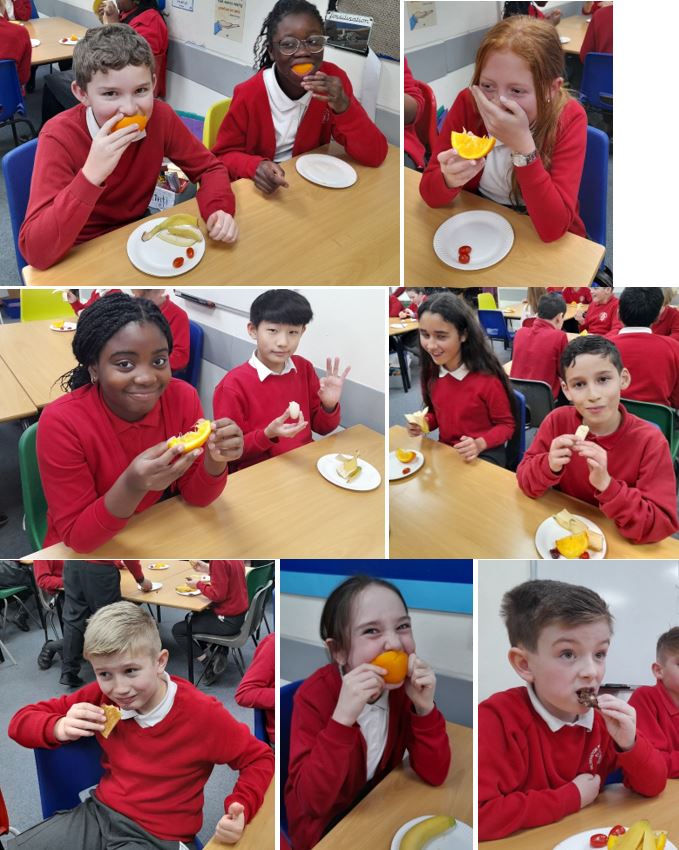 A collage of children eating

Description automatically generated