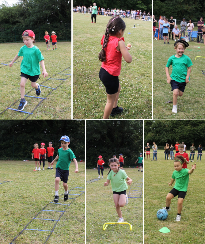 A collage of children playing in a field

Description automatically generated