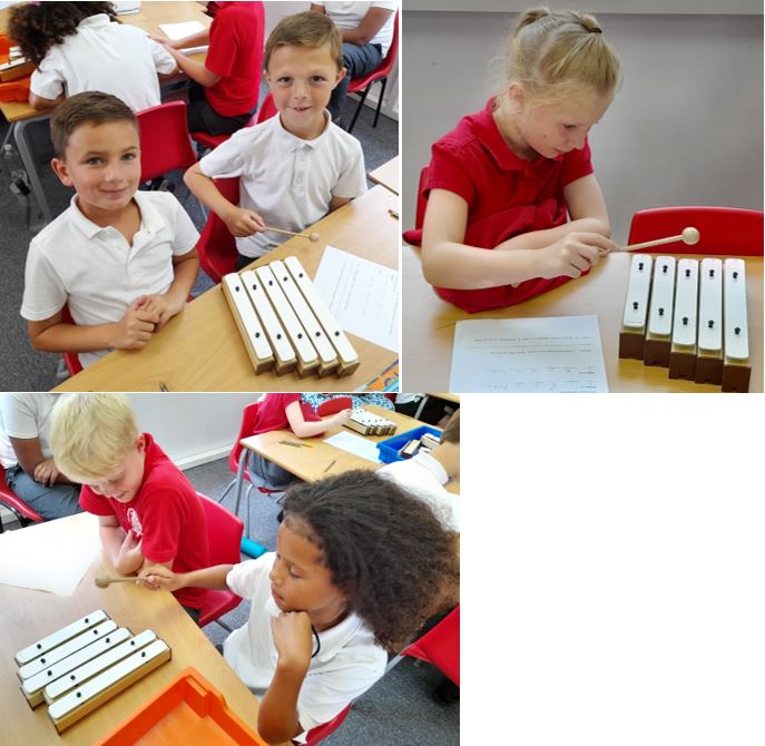 A collage of children playing xylophones

Description automatically generated